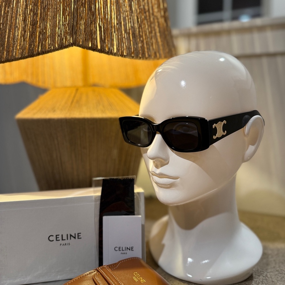 Used - Celine Black Sunglasses with Gold Logo